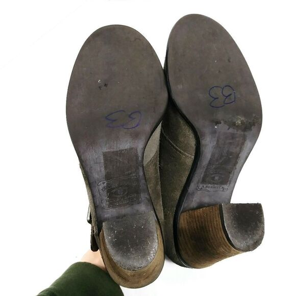 Lucky Brand Mickie Grey Suede Heeled Buckle Booties - Picture 7 of 10